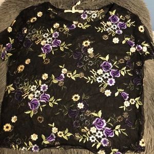 Urban Outfitters Black Floral Mesh Top